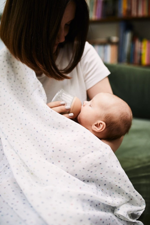 Pieluszka muślinowa 75x75 cm - DOTS / Pink no More