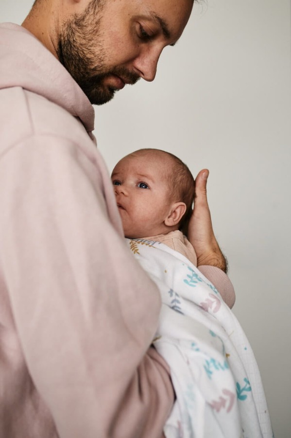 Pieluszka muślinowa 75x75 cm - PLANTS / Pink no More