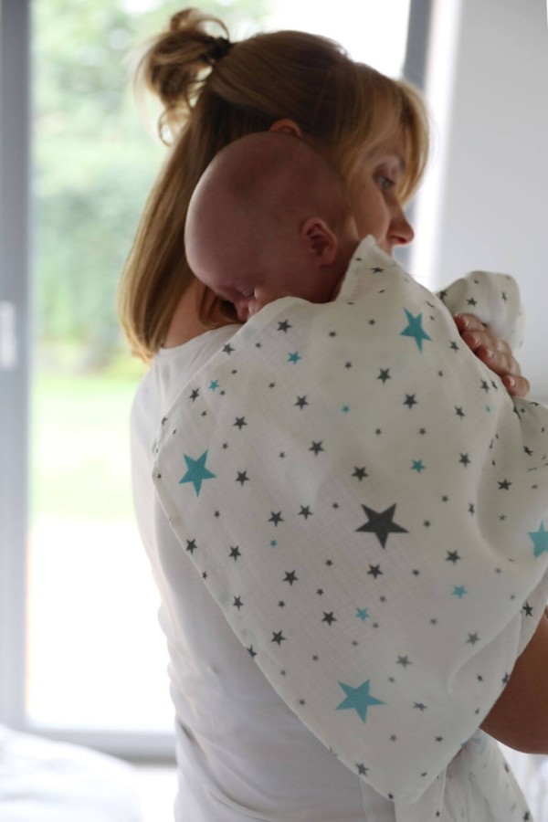 Pieluszka muślinowa 75x75 cm - STARS / Pink no More