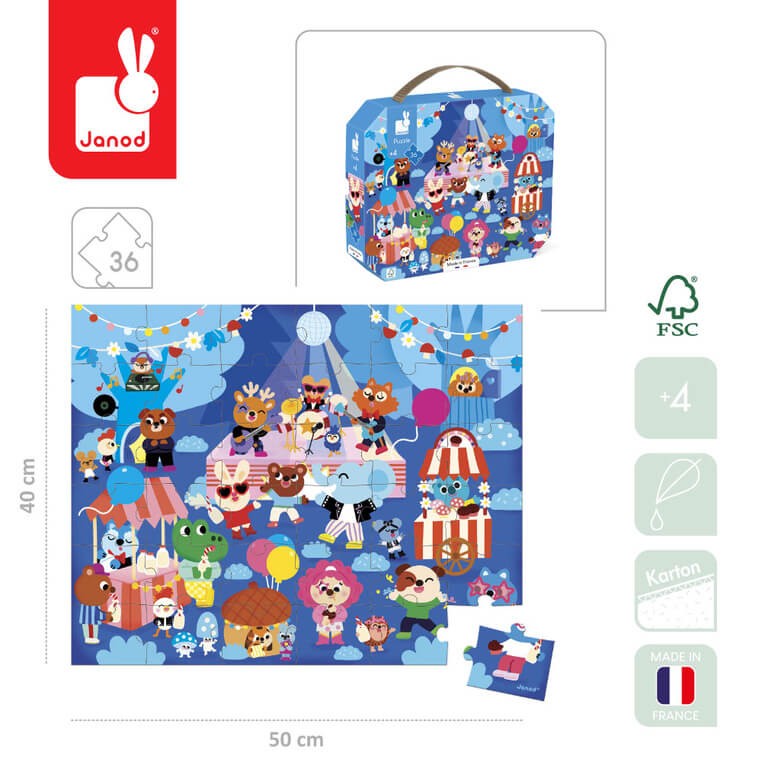 Puzzle w walizce Przyjęcie 36 elementów 4+ / Janod