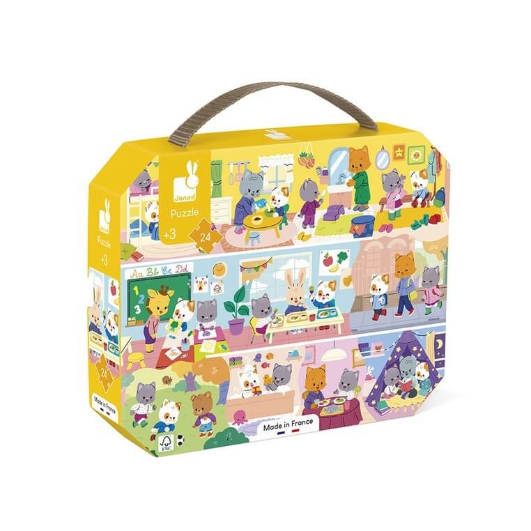 Puzzle w walizce Rytm dnia 24 elementy 3+ / Janod