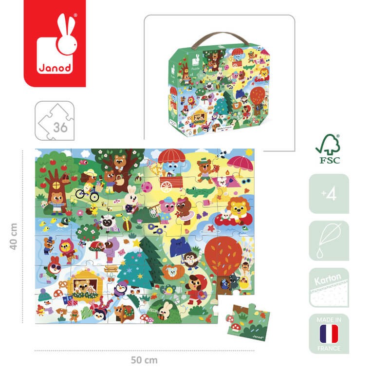 Puzzle w walizce 4 pory roku 36 elementów 4+ / Janod