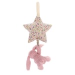 Jellycat Pozytywka gwiazdka z króliczkiem RÓŻ I KWIATY 28cm