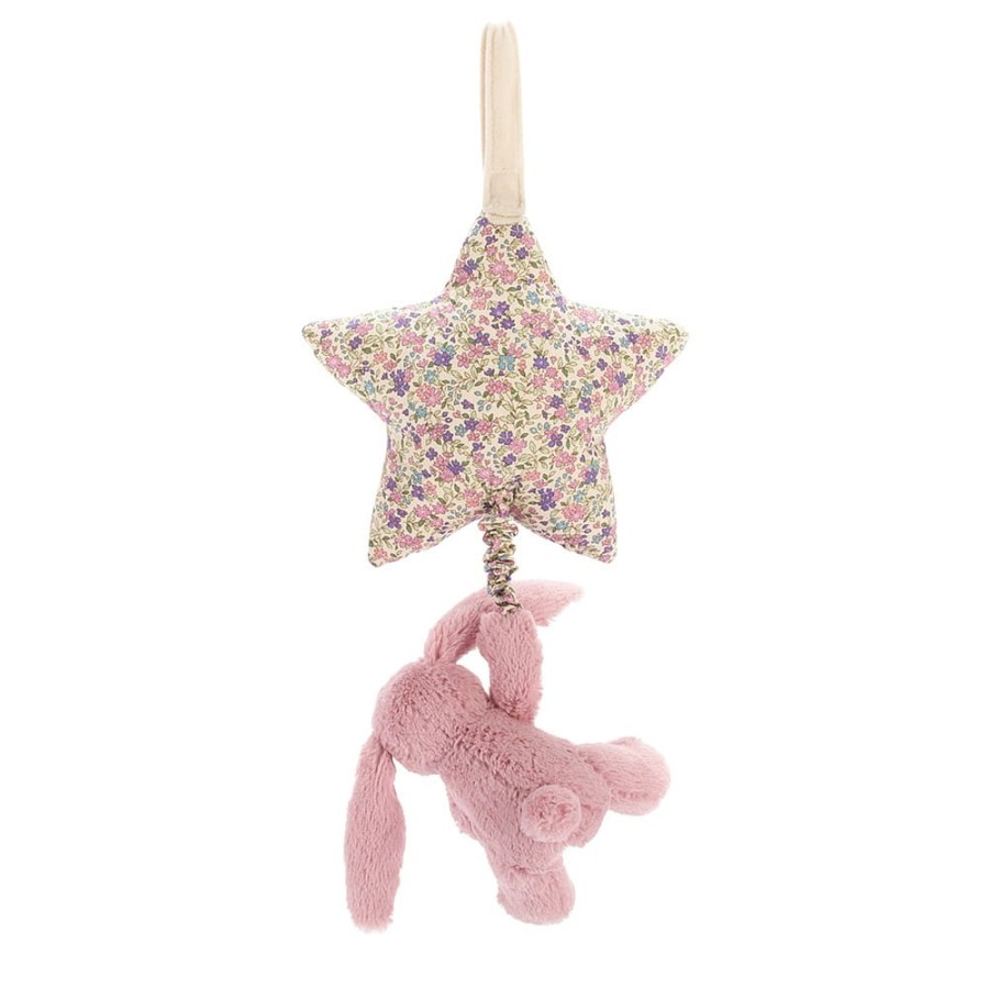 Jellycat Pozytywka gwiazdka z króliczkiem RÓŻ I KWIATY 28cm