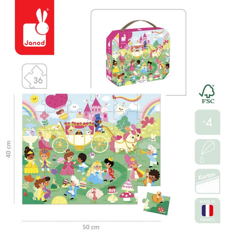 Puzzle w walizce Księżniczki 36 elementów 4+ / Janod