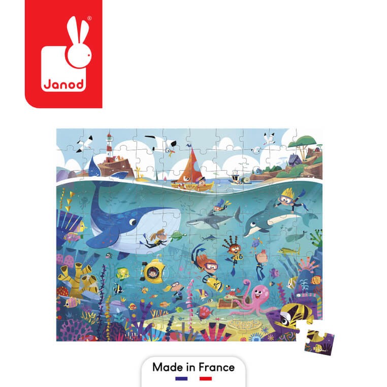 Puzzle w walizce Podwodny świat 100 elementów 6+ / Janod