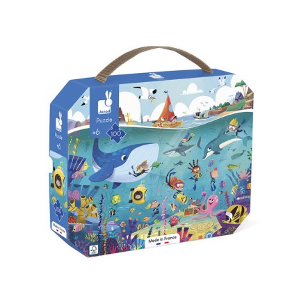 Puzzle w walizce Podwodny świat 100 elementów 6+ / Janod