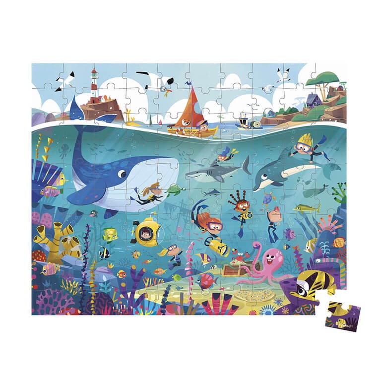 Puzzle w walizce Podwodny świat 100 elementów 6+ / Janod