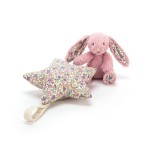 Jellycat Pozytywka gwiazdka z króliczkiem RÓŻ I KWIATY 28cm