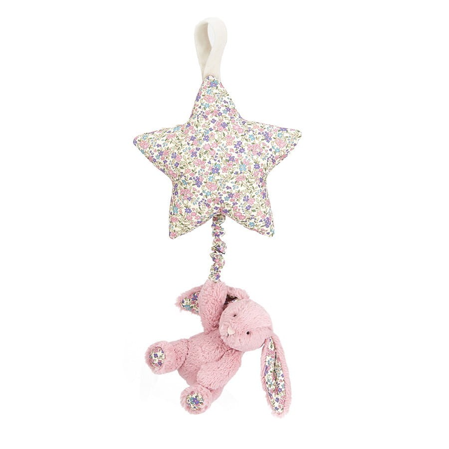Jellycat Pozytywka gwiazdka z króliczkiem RÓŻ I KWIATY 28cm