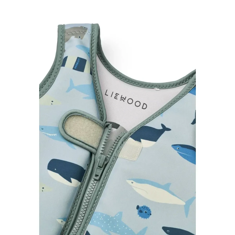 Kamizelka do pływania Dove Swim Vest - Shark, Dove blue / Liewood