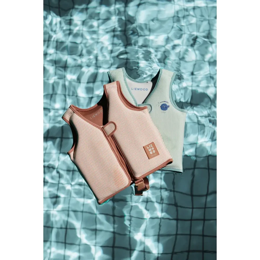 Kamizelka do pływania Dove Seersucker Swim Vest - Stripe Pale tuscany, Creme de la creme / Liewood