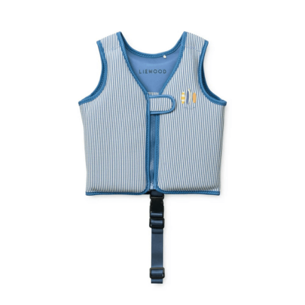 Kamizelka do pływania Dove Seersucker Swim Vest - Stripe Riverside, Creme de la creme / Liewood