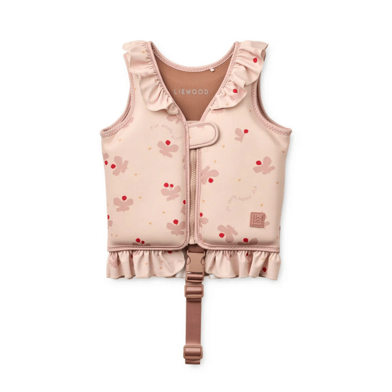 Kamizelka do pływania z falbankami Dove Swim Vest with Frills - Butterfly, Apple blossom / Liewood