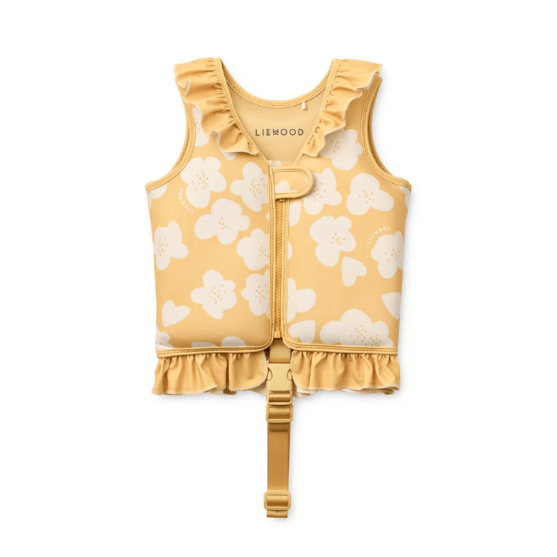 Kamizelka do pływania z falbankami Dove Swim Vest with Frills - Flower, Lemon yellow / Liewood