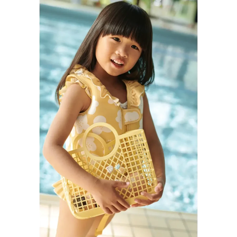 Kamizelka do pływania z falbankami Dove Swim Vest with Frills - Flower, Lemon yellow / Liewood