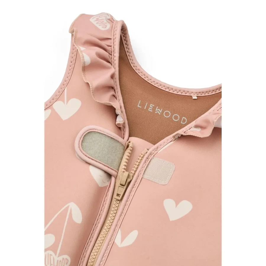 Kamizelka do pływania z falbankami Dove Swim Vest with Frills - Sweethearts, Pale tuscany / Liewood