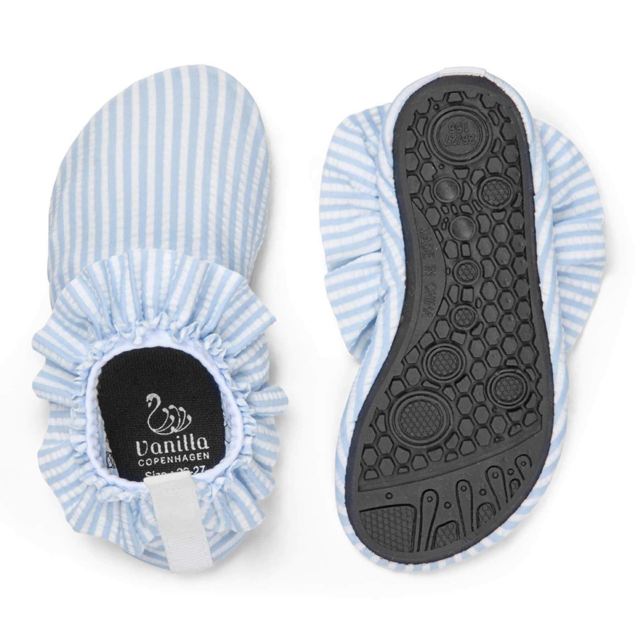 Buty do pływania UV dla dzieci Frill Blue seersucker / Vanilla Copenhagen