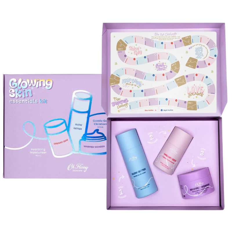 Zestaw Pielęgnacyjny dla dzieci i nastolatków 8-14 lat, Żel 120ml + Krem 50ml + Balsam 100ml / Oh Flossy