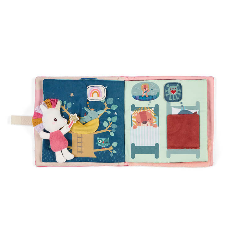 Książeczka aktywizująca z mini przytulanką Strażniczka snów Jednorożec Lena 18m+ / Lilliputiens