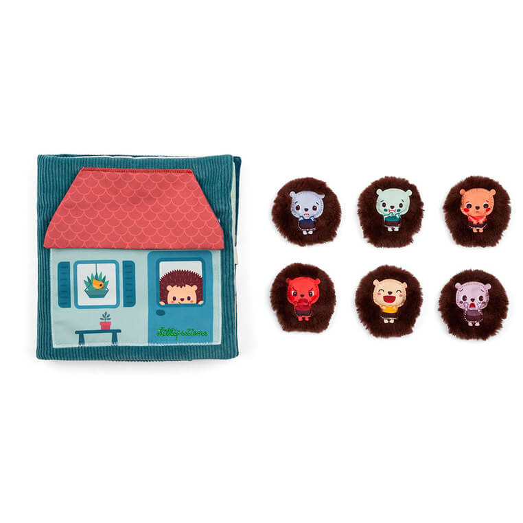 Książeczka aktywizująca z mini pacynkami Emocje Jeżyk Leon 18m+ / Lilliputiens