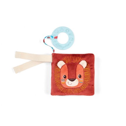 Mini książeczka wielofunkcyjna z szeleszczącą folią i gryzakiem Lew Jack 6m+ / Lilliputiens