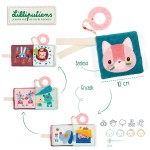 Mini książeczka wielofunkcyjna z szeleszczącą folią i gryzakiem Kotka Jeanne 6m+ / Lilliputiens