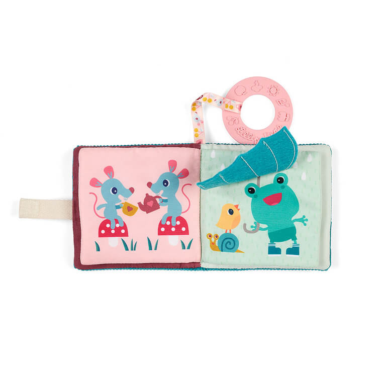 Mini książeczka wielofunkcyjna z szeleszczącą folią i gryzakiem Kotka Jeanne 6m+ / Lilliputiens