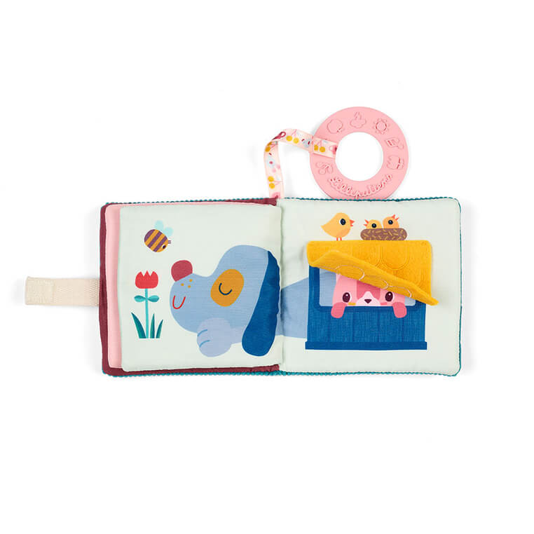 Mini książeczka wielofunkcyjna z szeleszczącą folią i gryzakiem Kotka Jeanne 6m+ / Lilliputiens