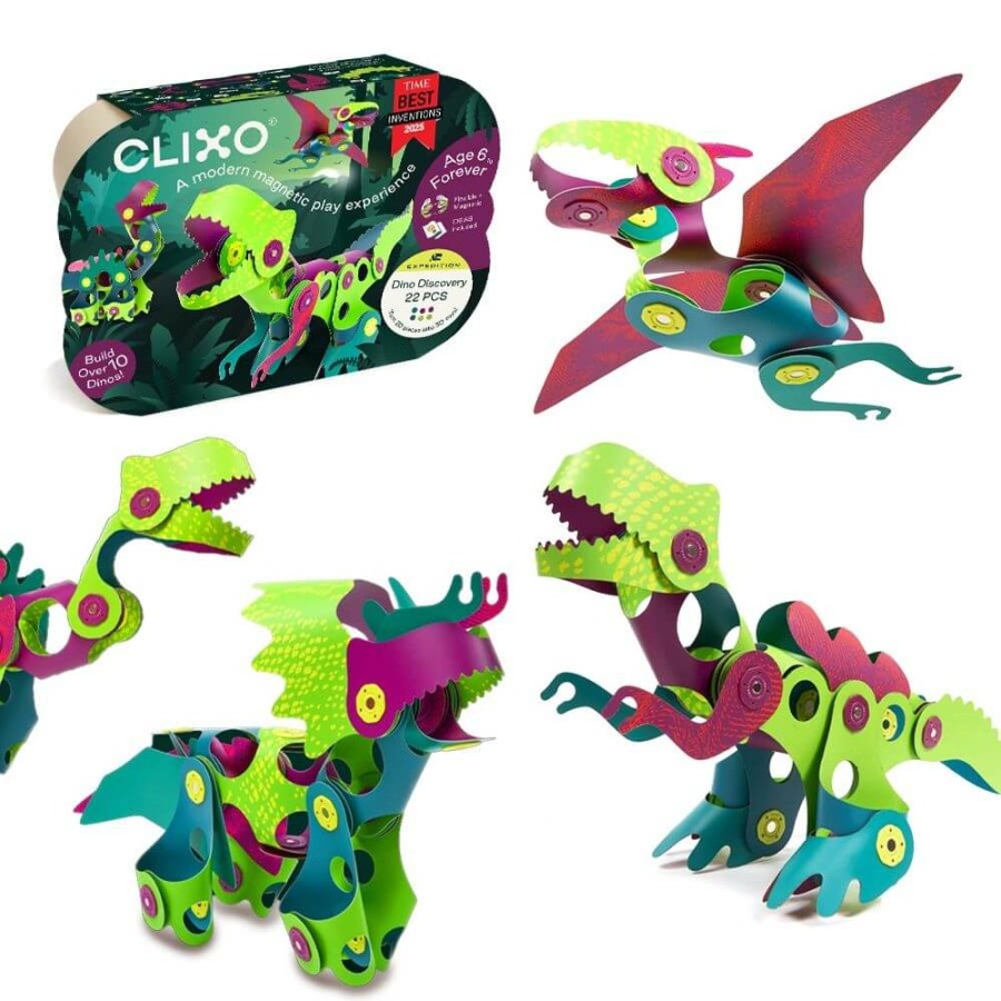 Układanka magnetyczna CLIXO Dinozaury , 22 elementy / CLIXO