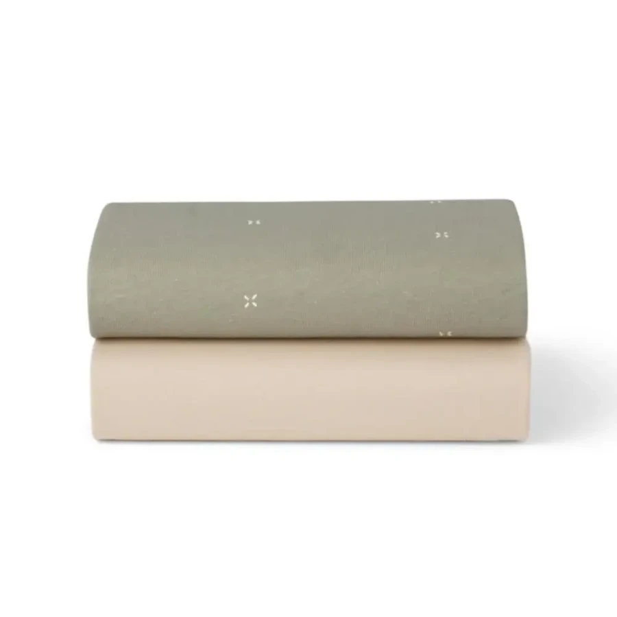 Zestaw 2 prześcieradeł do łóżeczka dziecięcego SnuzPod - sage, cross / Snuz