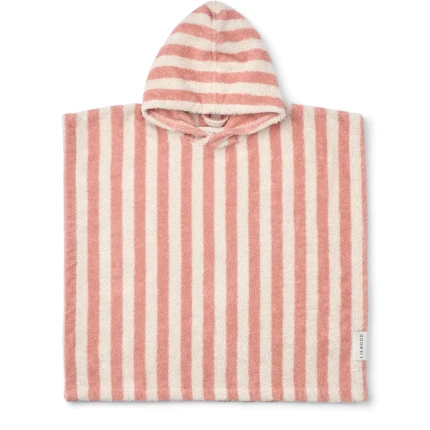 Ponczo Terry Koi - coral blush, creme de la creme stripe  / Liewood