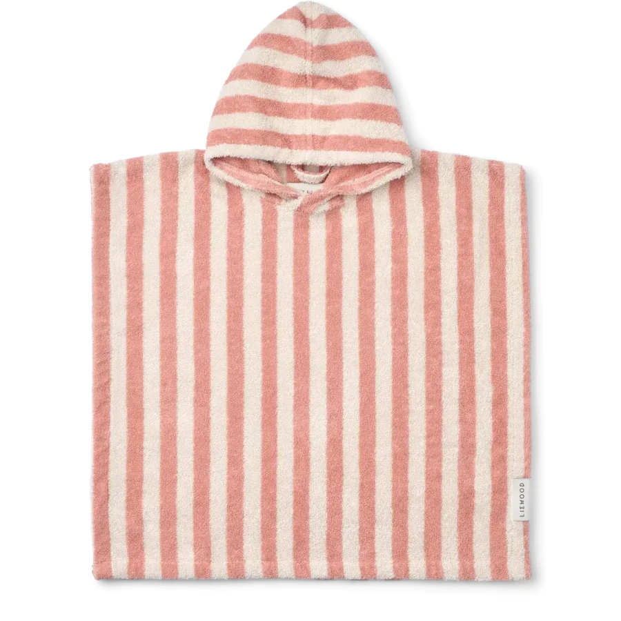 Ponczo Terry Koi - coral blush, creme de la creme stripe  / Liewood