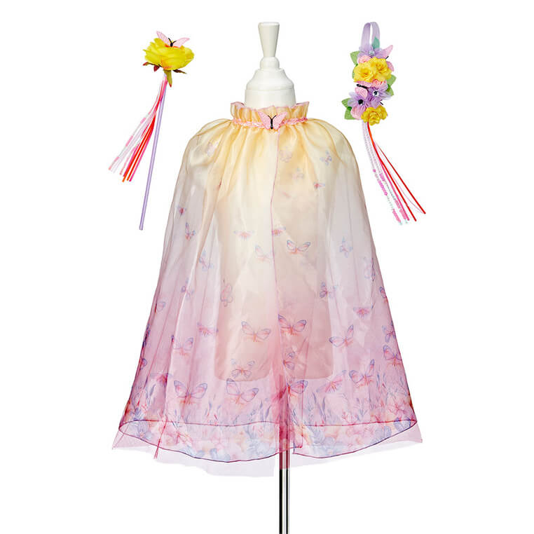 Kostium peleryna w motyle, opaska na głowę i różdżka zestaw 3 el. Danae / Souza!