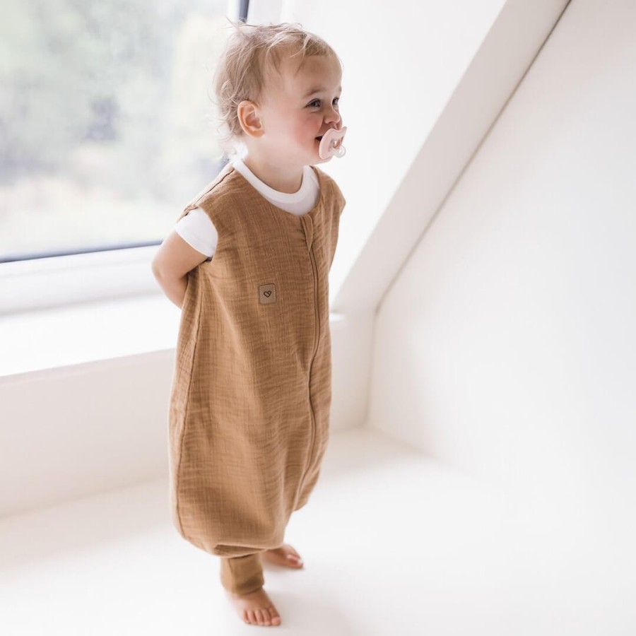 Śpiworek do spania muślinowy z nogawkami 0,5 TOG Malaga - Toffee / Zaffiro