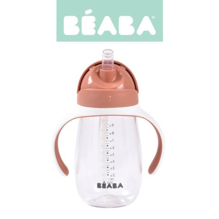 Bidon tritanowy ze słomką, 300 ml - terracotta / Beaba