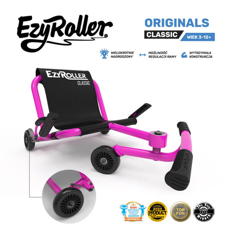 EzyRoller Classic Pojazd gokart napędzany nogami klasyczny 3-12 lat - Pink / EzyRoller