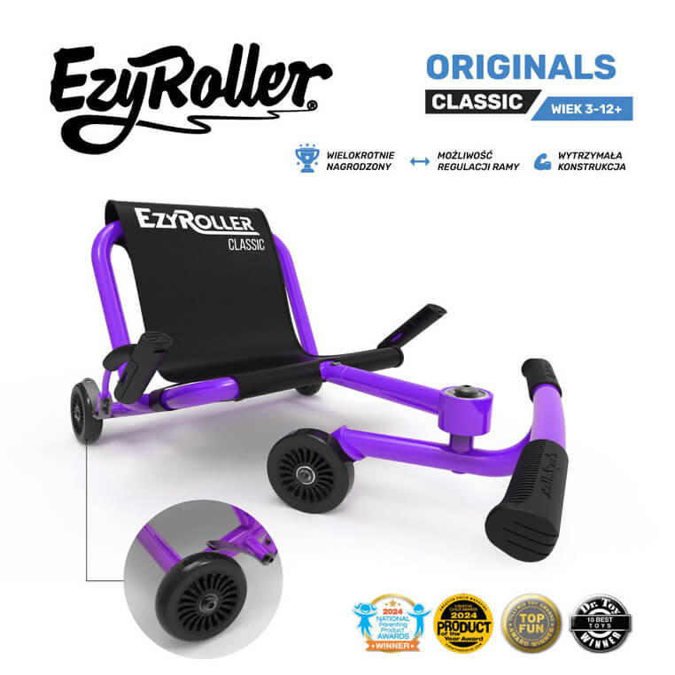 EzyRoller Classic Pojazd gokart napędzany nogami klasyczny 3-12 lat - Purple / EzyRoller