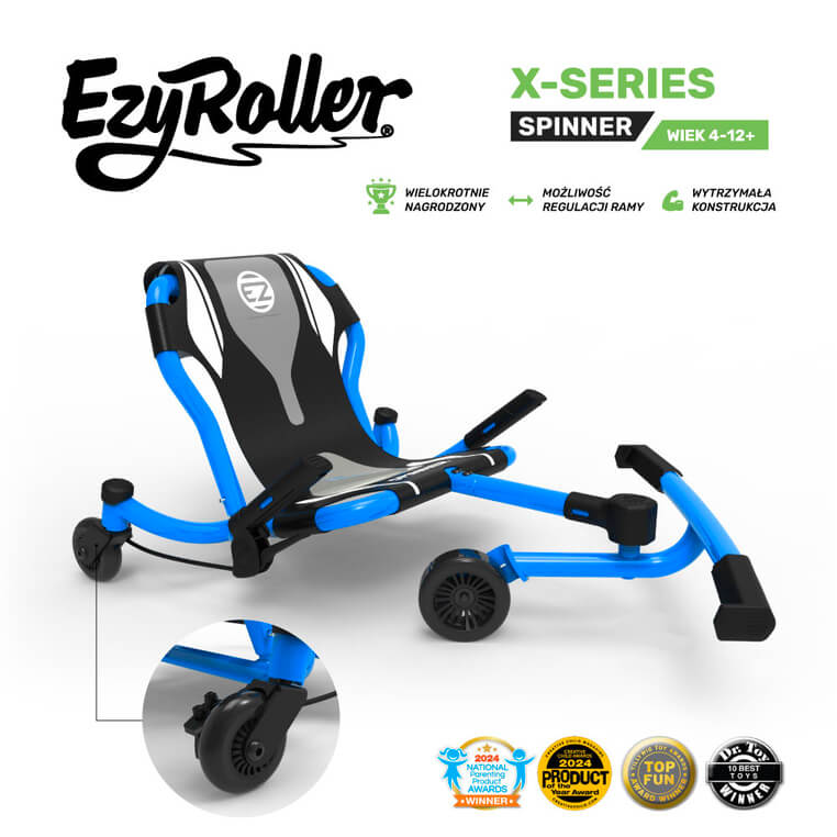 EzyRoller Spinner X Pojazd gokart napędzany nogami z funkcją 360° 4-12 lat - Blue / EzyRoller