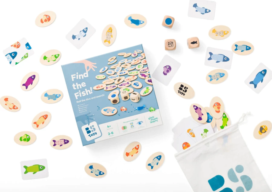 Drewniana gra edukacyjna Znajdź rybkę / BS Toys
