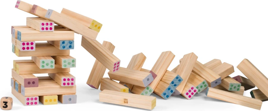 Duża wieża XXL - drewniana gra zręcznościowa z kostką / BS Toys