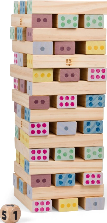 Duża wieża XXL - drewniana gra zręcznościowa z kostką / BS Toys