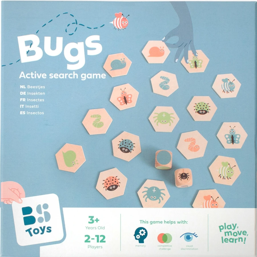 Gra na spostrzegawczość 4w1 Znajdź robaczka, memo / BS Toys
