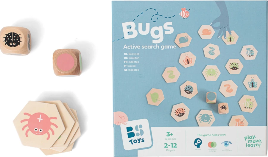Gra na spostrzegawczość 4w1 Znajdź robaczka, memo / BS Toys