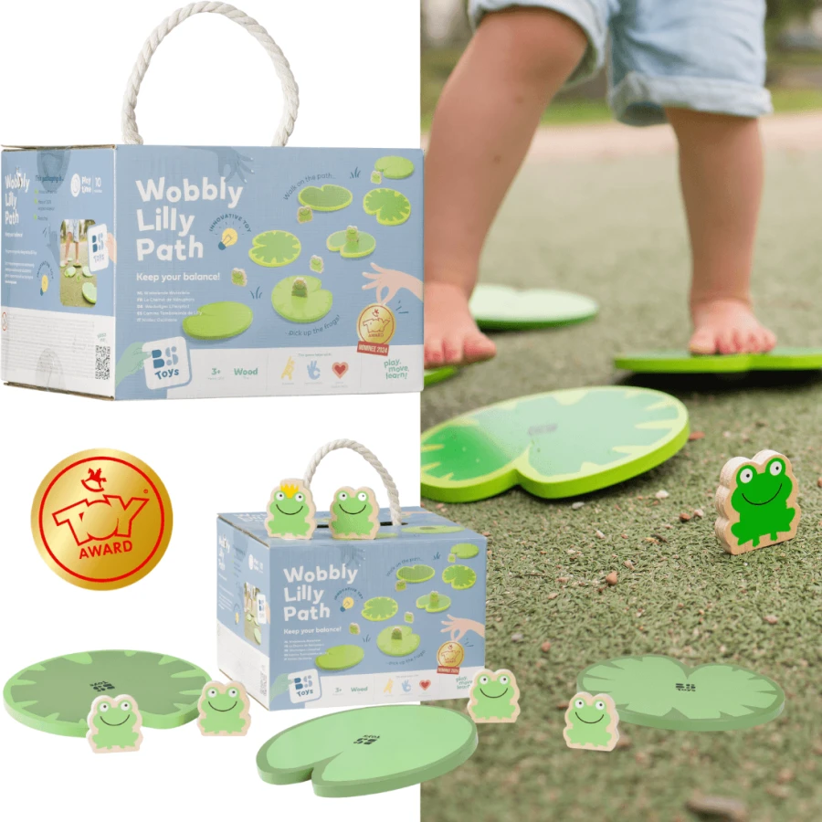 Ścieżka równoważna dla dzieci, Zbieraj żabki, utrzymaj równowagę / BS Toys