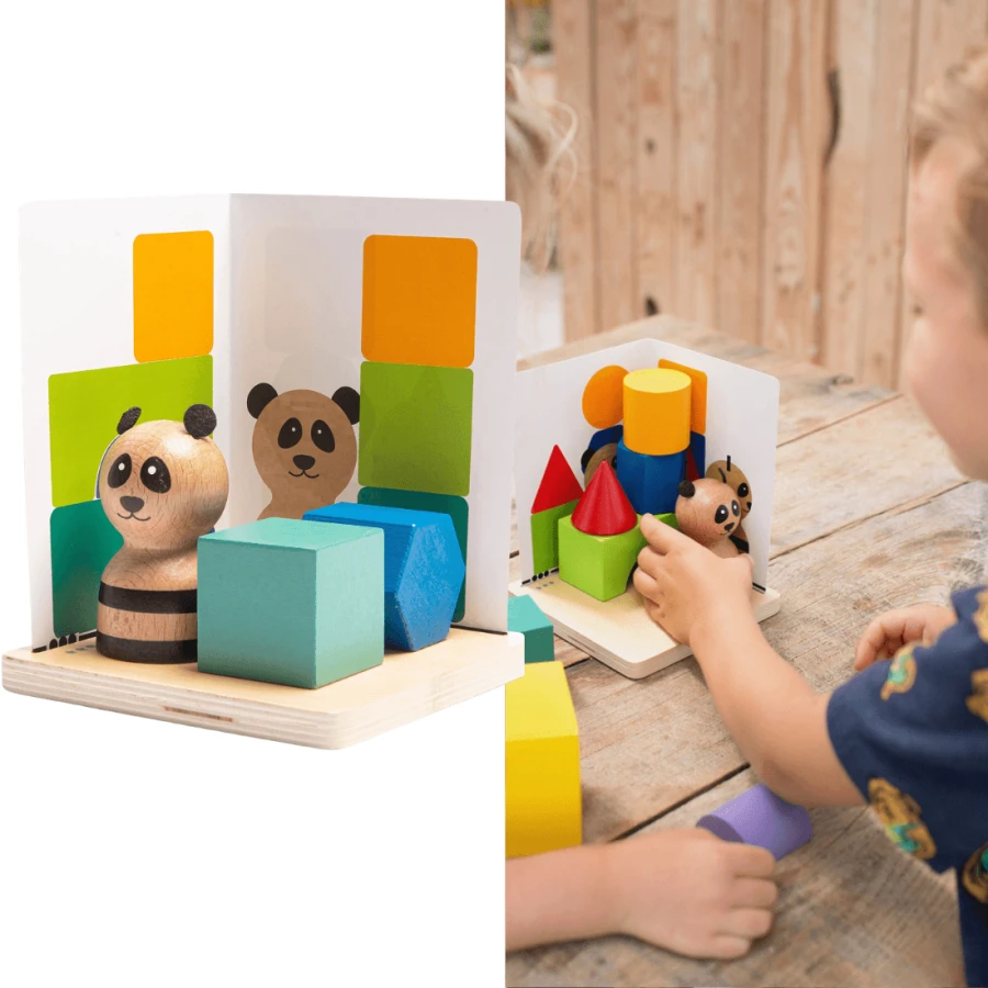 Łamigłówka 3D PANDA, drewniana gra edukacyjna / BS Toys