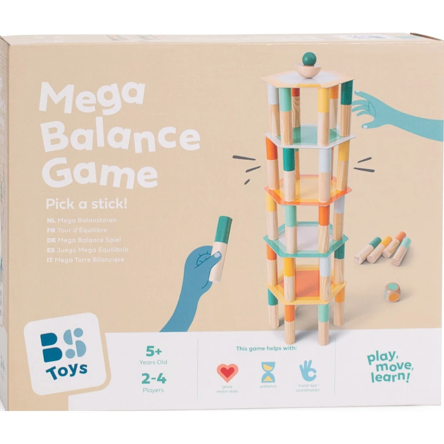 Mega Wieża Balansowa z kostką, gra zręcznościowa / BS Toys