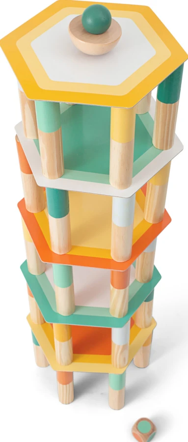 Mega Wieża Balansowa z kostką, gra zręcznościowa / BS Toys