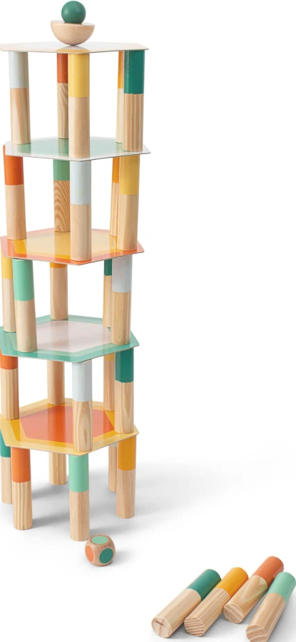 Mega Wieża Balansowa z kostką, gra zręcznościowa / BS Toys