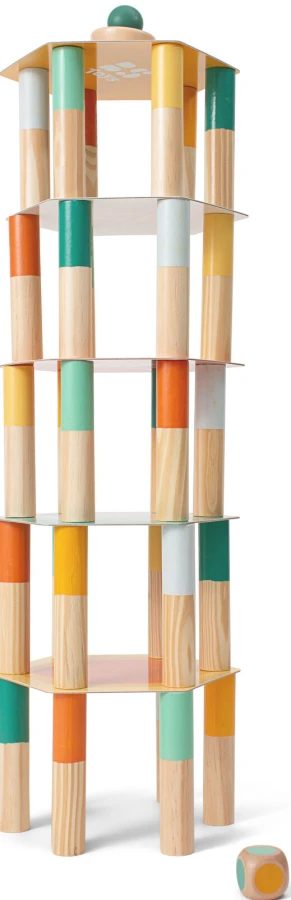 Mega Wieża Balansowa z kostką, gra zręcznościowa / BS Toys